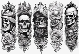 men’s arm sleeve, the name Peters, jack of all trades, without skull tattoo idea