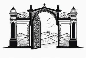 israel gate vector swirl vignette tattoo idea