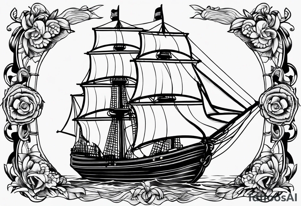 simple sloop ship american traditional tattoo idea