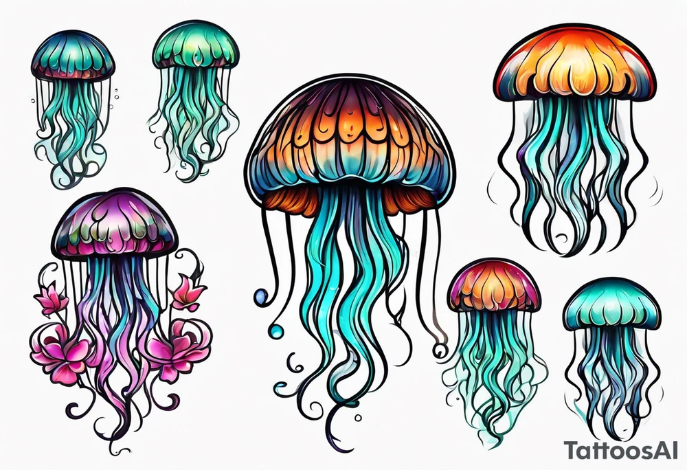 traditional style jellyfish tattoo idea