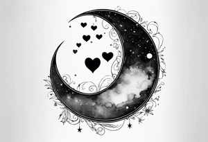 minimalistic Crescent moon with a love heart inside tattoo idea