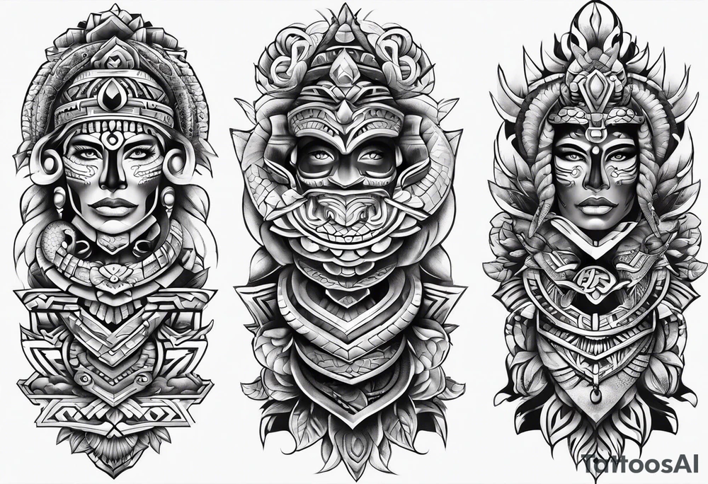 aztec snake sleeve tattoo idea