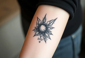 Abstract representation of rebirth, inner peace, and freedom from addiction. Include dates 2/21 and 2/22 as a personal touch. tattoo idea