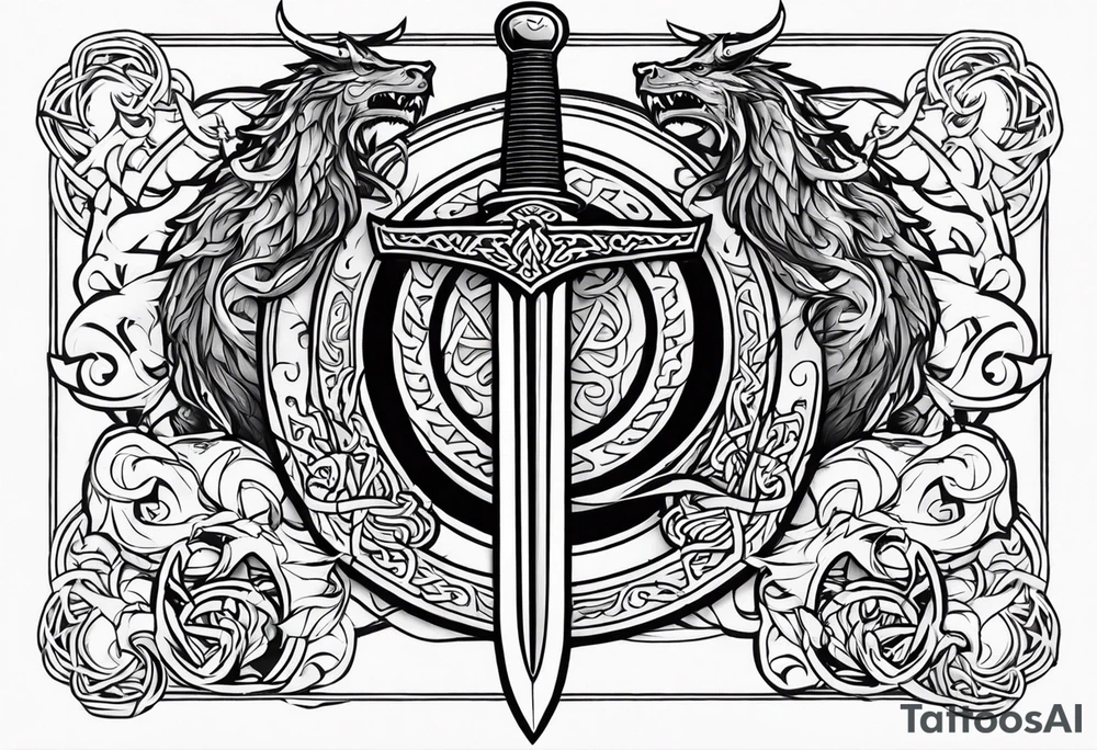 Viking sword Valhalla dragon tattoo idea