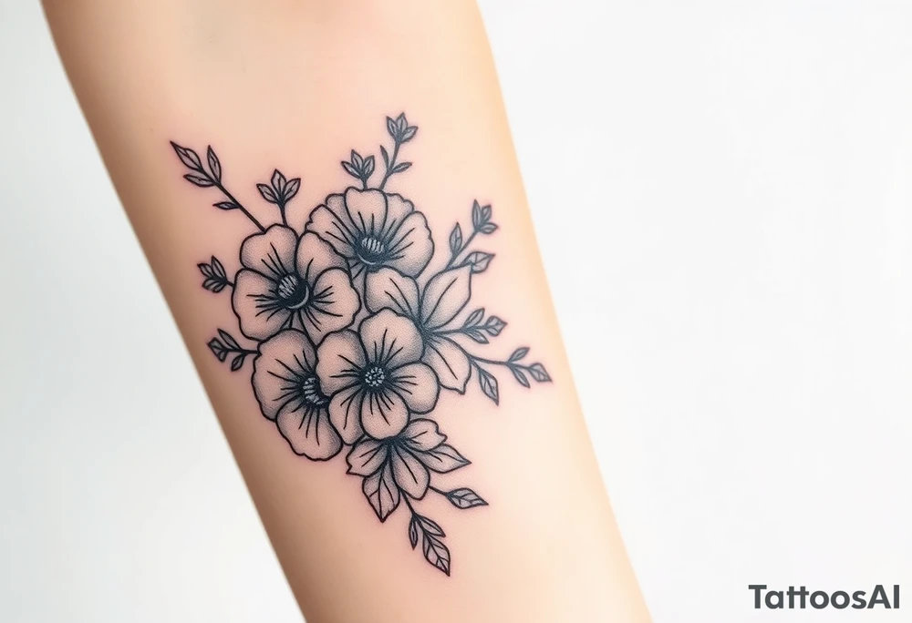 Bipolar chemical compound with flowers and fade from color to black and white tattoo idea