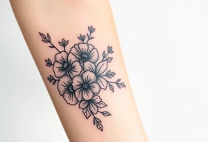 Bipolar chemical compound with flowers and fade from color to black and white tattoo idea