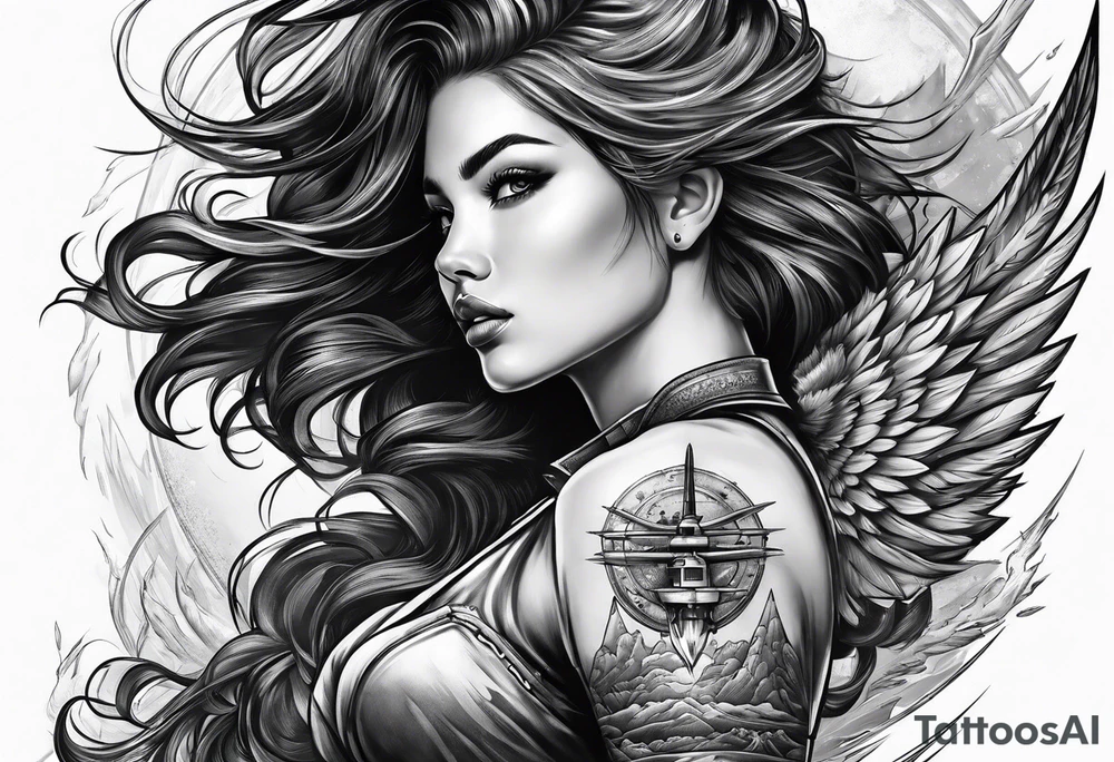 Girl riding a missile tattoo idea
