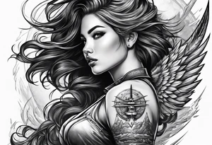 Girl riding a missile tattoo idea