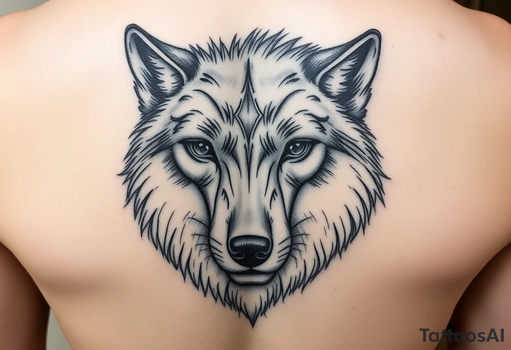 A solitary yet sublime and noble wolf and its progeny. the face tattoo idea