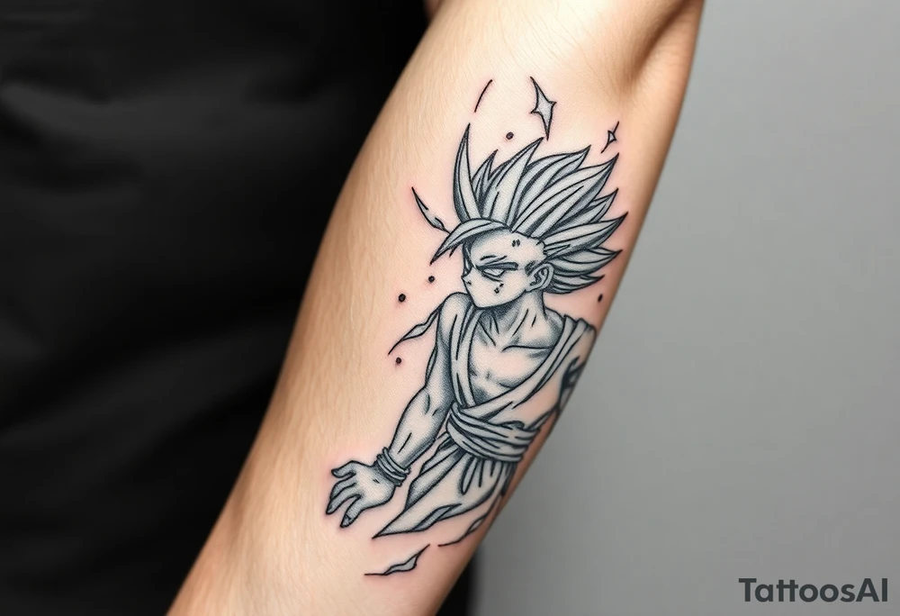 legendary dragonball z scene with energy aura and power effects tattoo idea