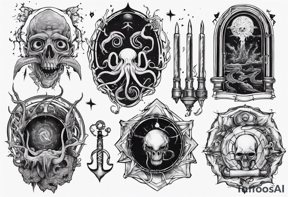 lovecraft theme arms zone tattoo idea