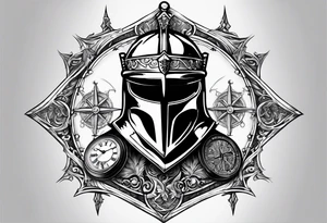 knight templar with clock tattoo idea