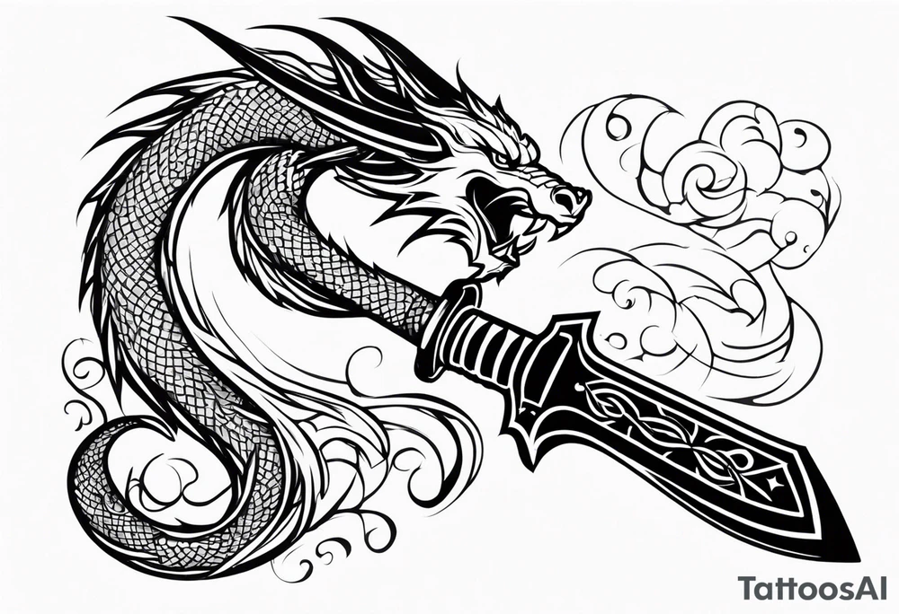 Valhalla prayer sword dragon axe tattoo idea