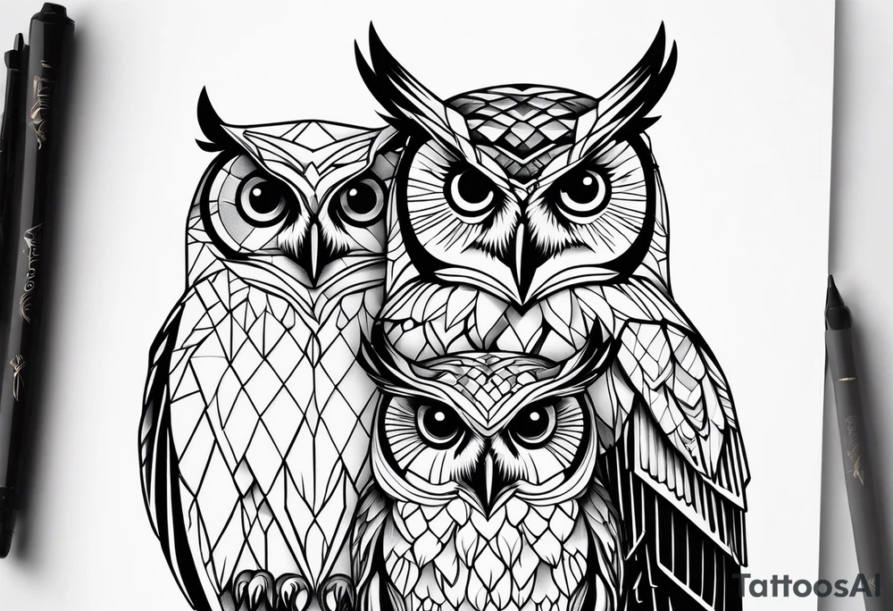 Mom and baby owl tattoo idea