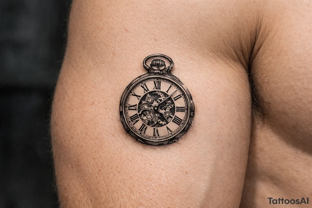 large pocket watch tattoo tattoo idea