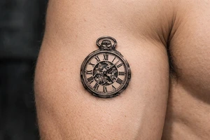 large pocket watch tattoo tattoo idea