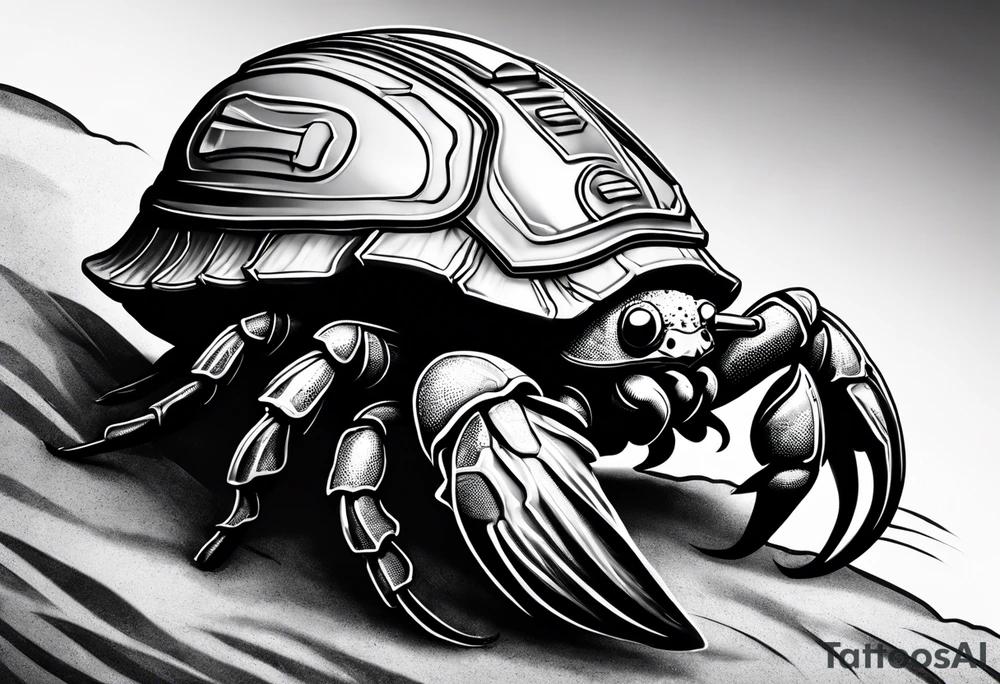 hermit crab wearing a storm trooper helmet tattoo idea