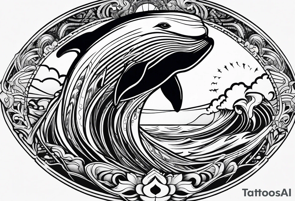 Hawaiian breaching whale tattoo idea