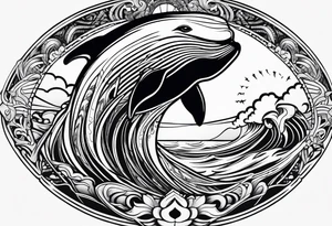 Hawaiian breaching whale tattoo idea