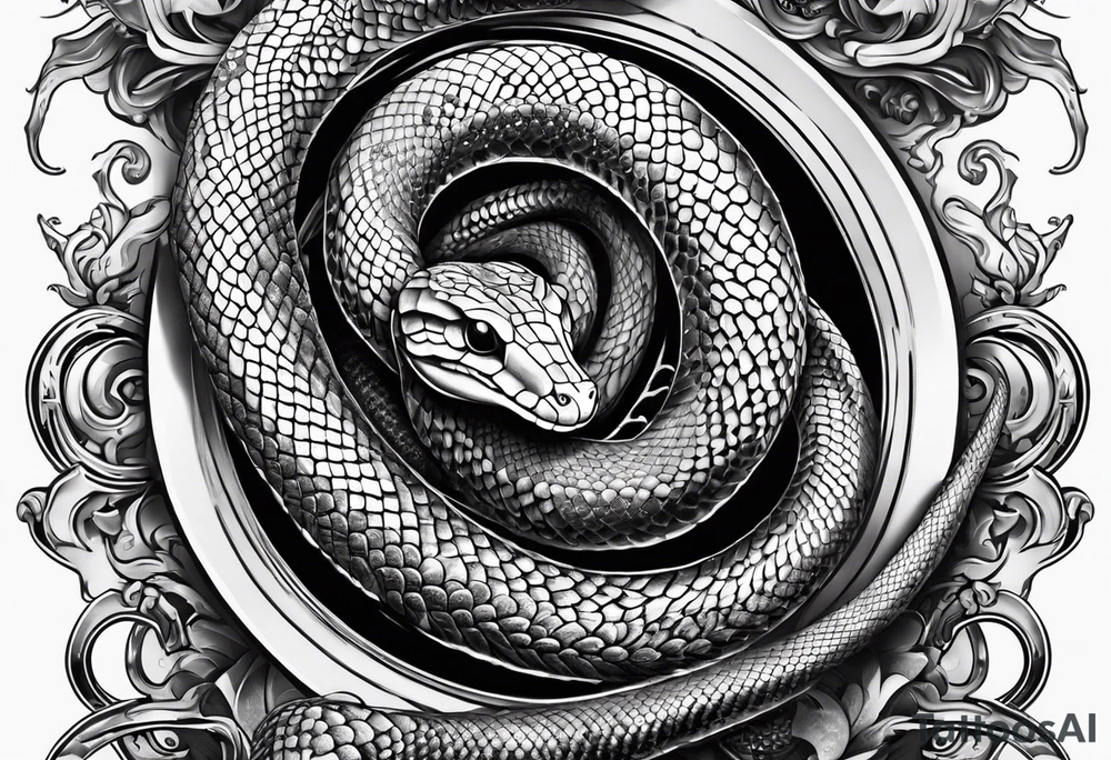 three headed snake in steampunk tattoo idea