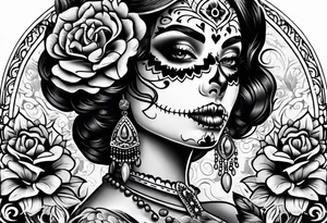 Sugar skull senorita tattoo idea