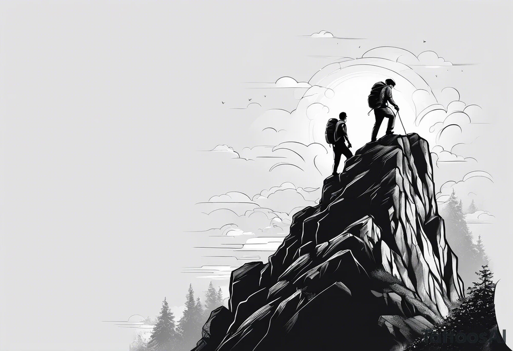 create a tattoo of a naked man climbing a cliff tattoo idea