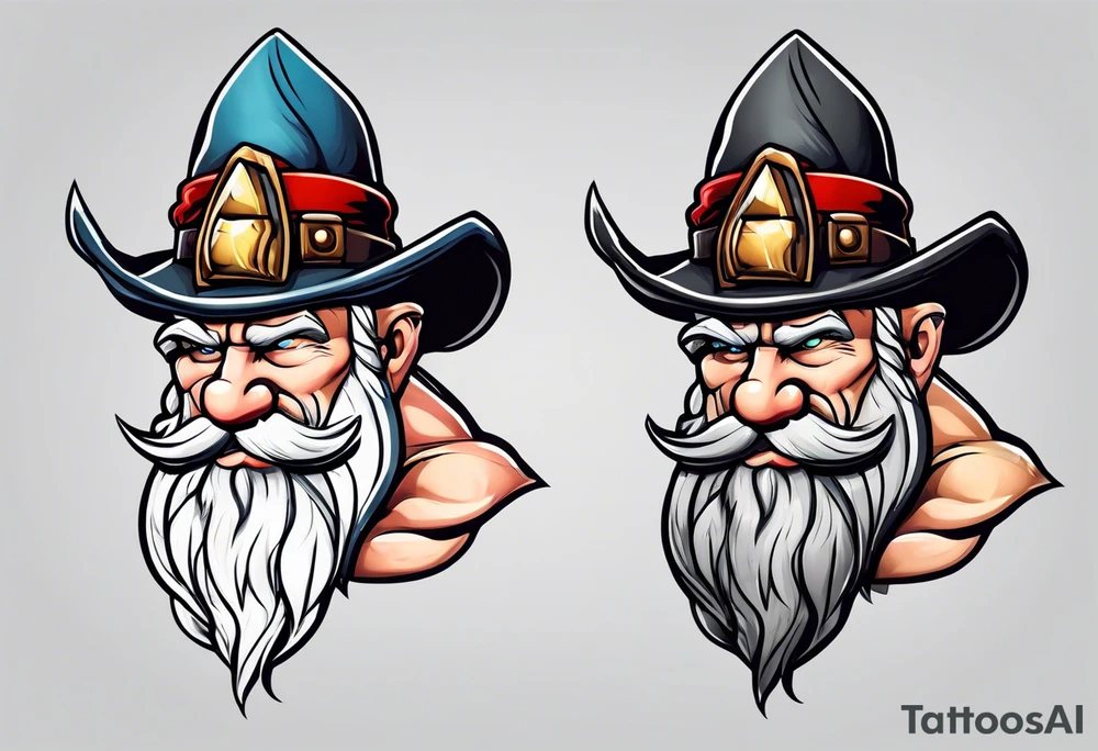 Muscular old yard gnome tattoo idea