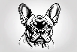 Design a delicate outline tattoo of a French Bulldog, emphasizing its charming features and quirky expression tattoo idea