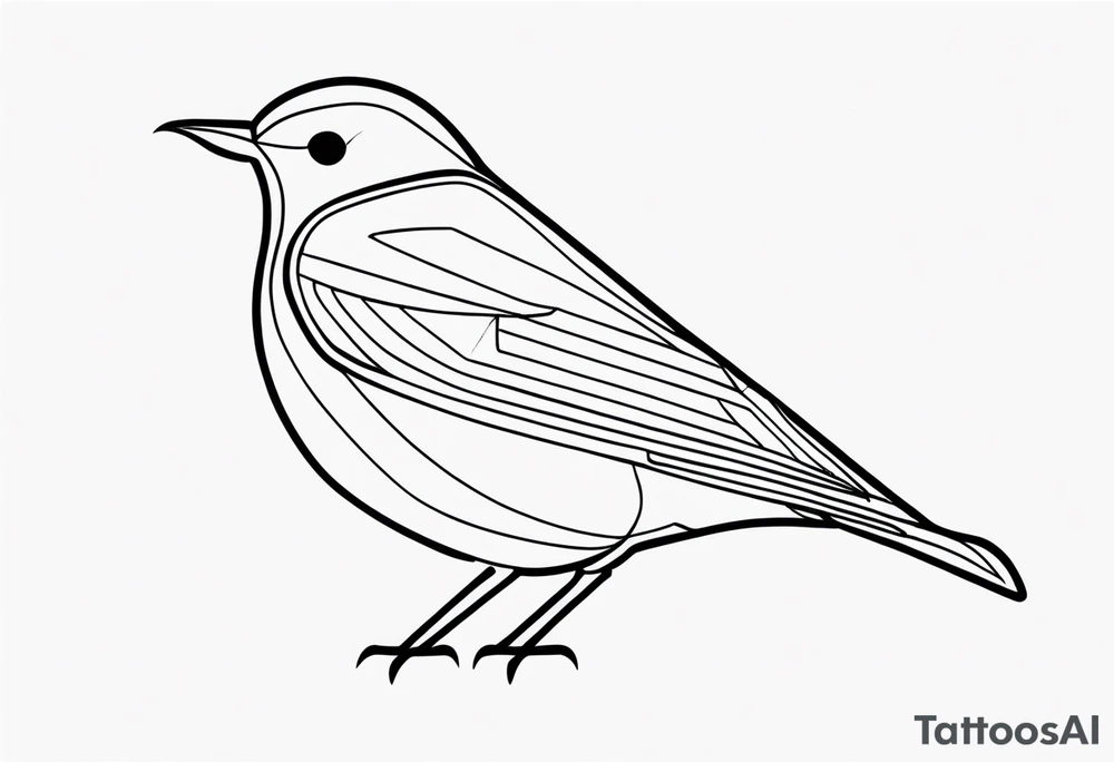 Minimal lines Black and white bird outline tattoo idea