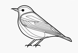 Minimal lines Black and white bird outline tattoo idea