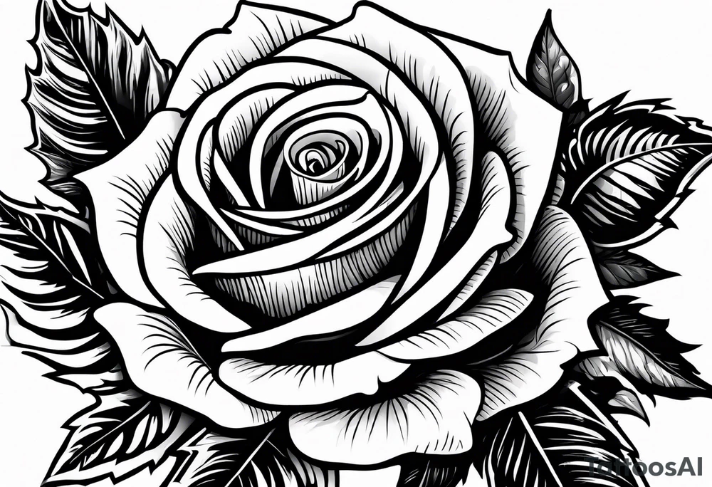 Rose flower with holly leaves around it tattoo idea