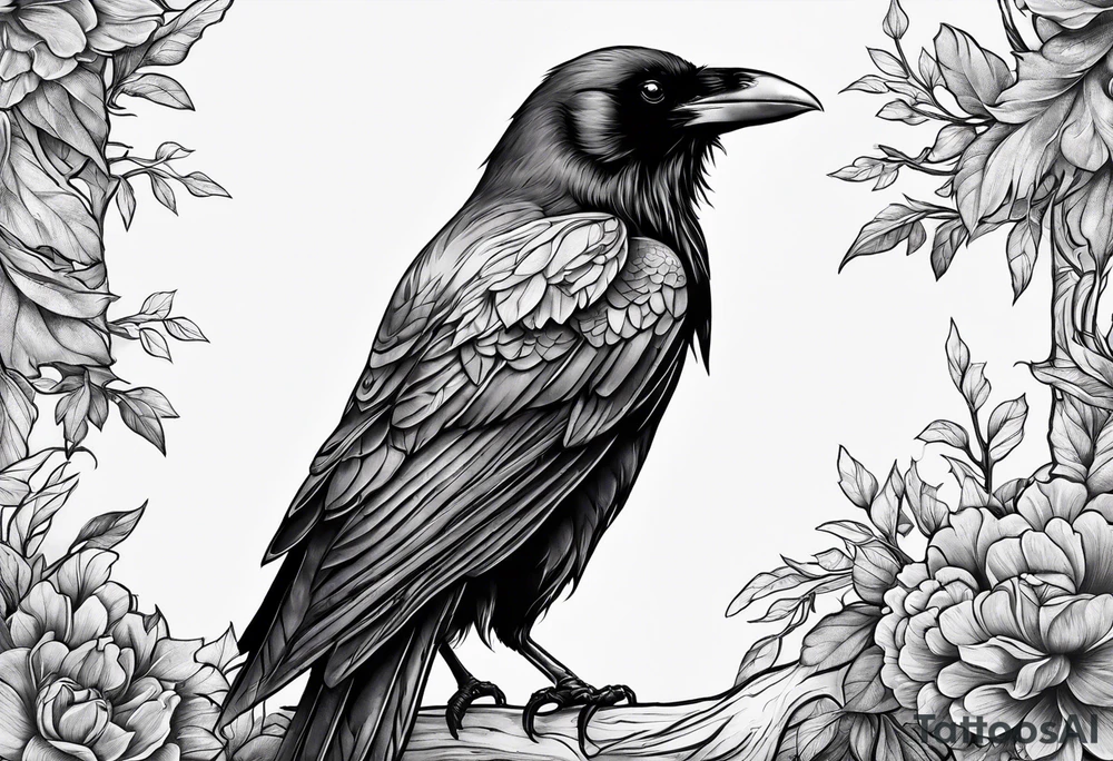 raven perched tattoo idea