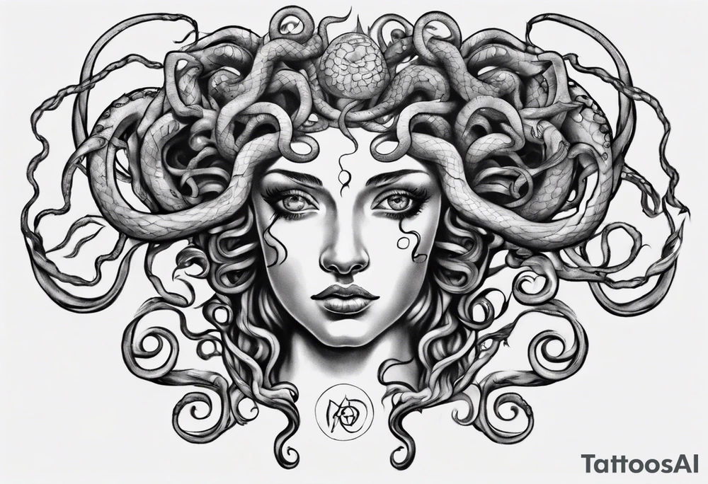 Medusa with no pupils tattoo idea