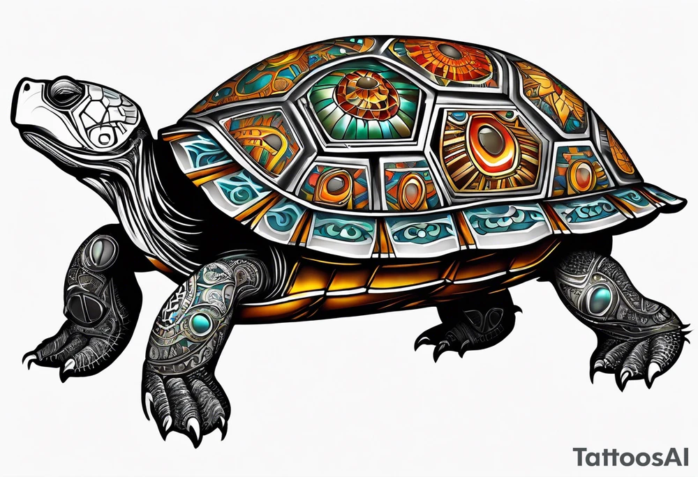 native american turtle with the name sam incorporated into thje shell design tattoo idea