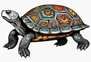 native american turtle with the name sam incorporated into thje shell design tattoo idea