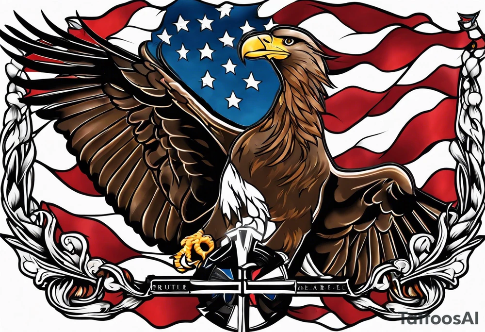 Memorial flag box tattoo idea