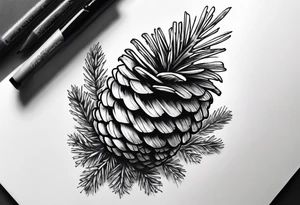 Pine cone with forest growing on top of it tattoo idea