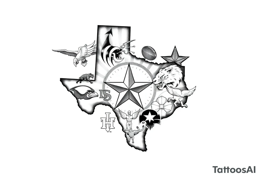 Combine all athletics Houston team logos into one nice one giant Texas tattoo idea