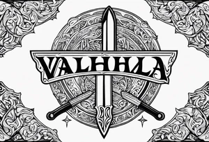 Valhalla scene sword shield tattoo idea