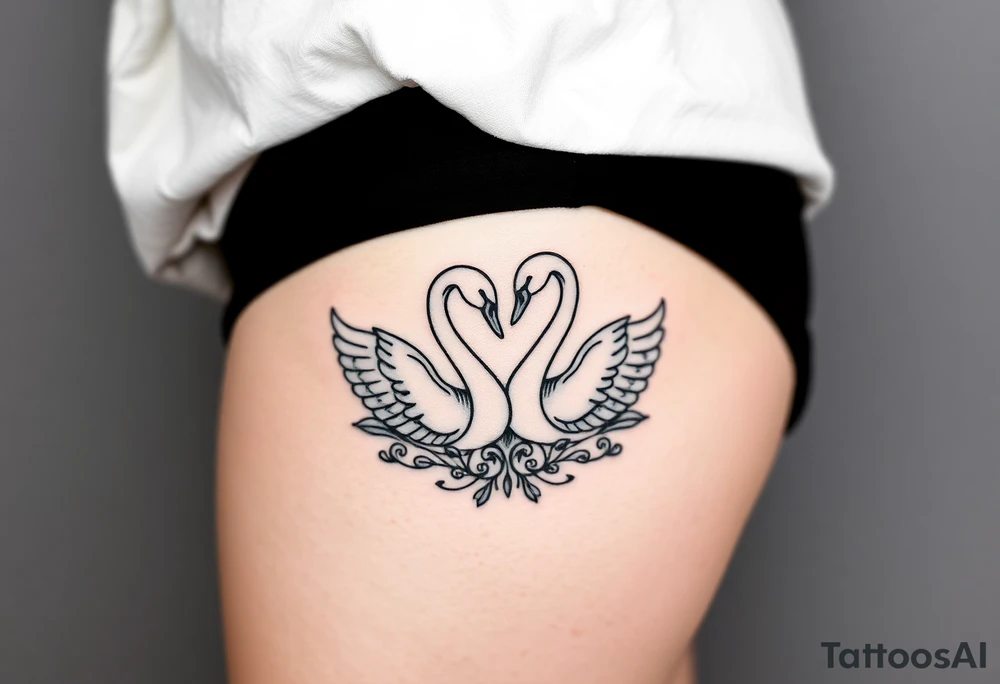Peaceful swans feminine strength tattoo idea