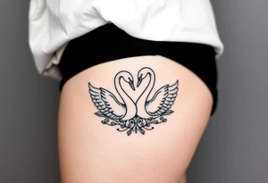 Peaceful swans feminine strength tattoo idea