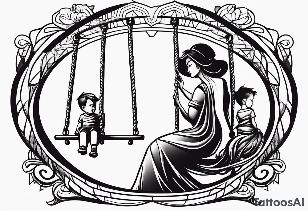 Father son mother swing tattoo idea