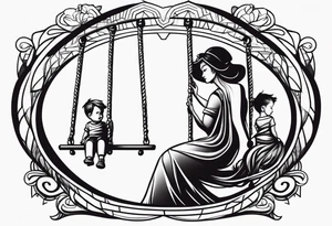 Father son mother swing tattoo idea