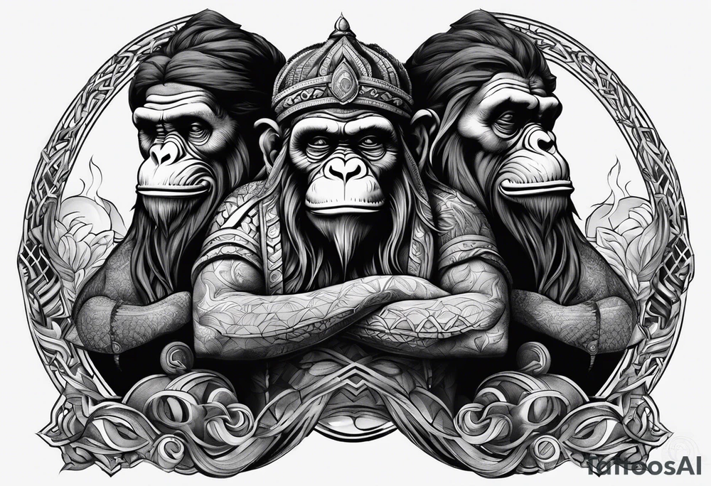 3 lost spirts floating in smoke hear no evil see no evil speak no evil tattoo idea