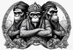 3 lost spirts floating in smoke hear no evil see no evil speak no evil tattoo idea
