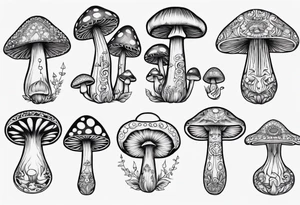 mushrooms, psychedelic, book, mandala tattoo idea