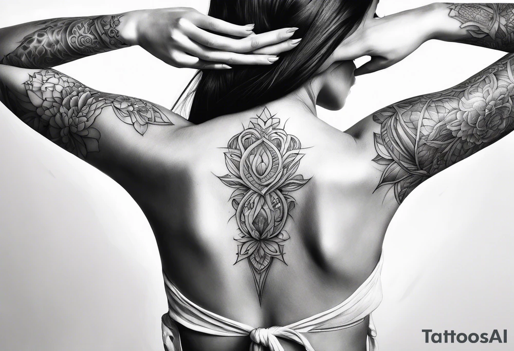 female arms tied behind her back close-up tattoo idea