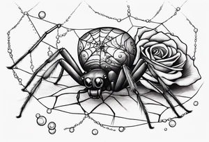 Skinny Spiders with long legs, rose with bubbles & tramp stars tattoo idea