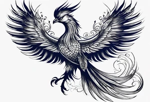 croquis d'un phoenix, lune bleu tattoo idea