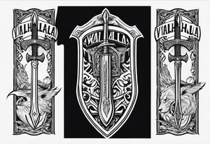 Valhalla Stairs sword shield axe armour tattoo idea